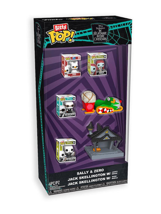 Funko Bitty Pop! Christmas: Sally & Zero / Jack Skellington W/Jack's House & Snow Bundle