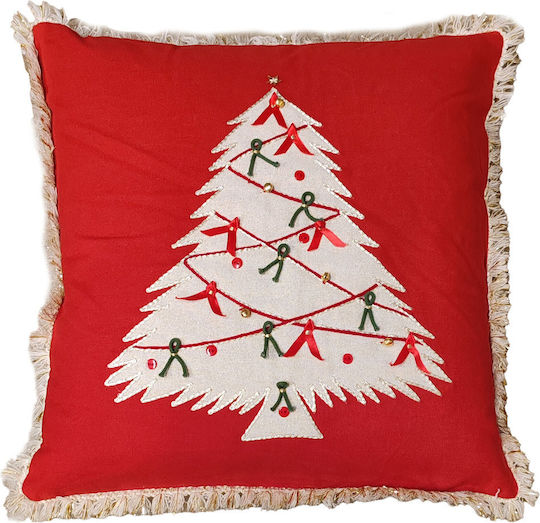 Nef-Nef Homeware Коледна Декоративна Възглавница Christmas Deco Tree Дърво Червен 45x45cm