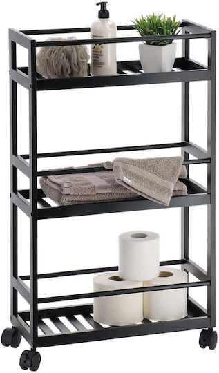 Eurocasa An der Wand montiert Badezimmerregal Bamboo 75x44.5x20cm Schwarz
