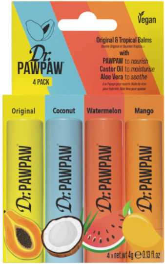 Dr. Pawpaw Lip Balm Original, Coconut, Watermelon, Mango 4gr