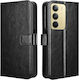 Wallet Piele artificială / Plastic / Piele Negru (Realme 14X, Realme C75)