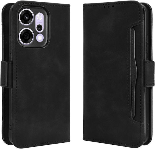 Wallet Leather / Silicone / Synthetic Leather Black (Oppo Reno 14)