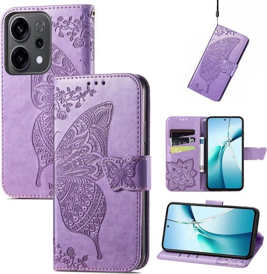Wallet Δερματίνης / Σιλικόνης / Δερμάτινο Μωβ (Oppo Reno 14)