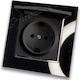 Lineme Single Recessed Power Socket with Lid Black