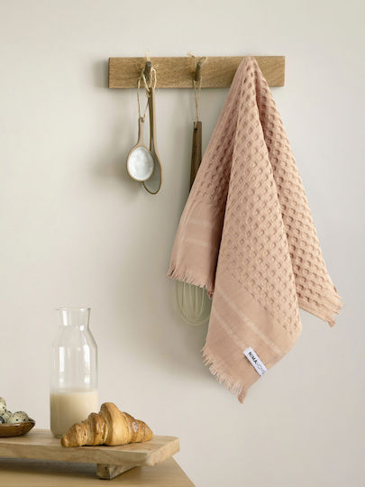 Nima Waffle Handtuch aus 100% Baumwolle in Orange Farbe 40x60cm