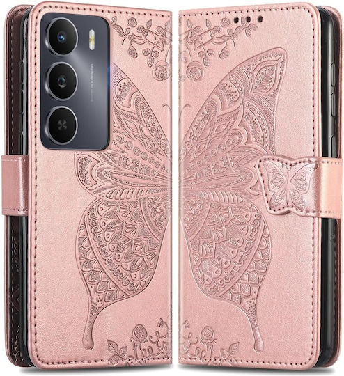 Husă Tip Book Realme 14X Realme C75 Butterfly Roz Roz Auriu