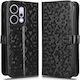 Oppo Reno 14 Wallet Rhombus Foldable Cover Mobile Phone Case Black