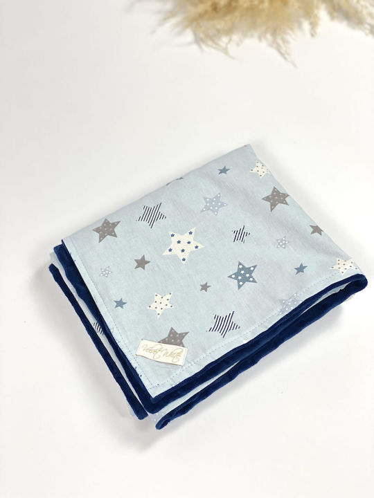 Velvet White Pătură Stars 100% bumbac Albastru