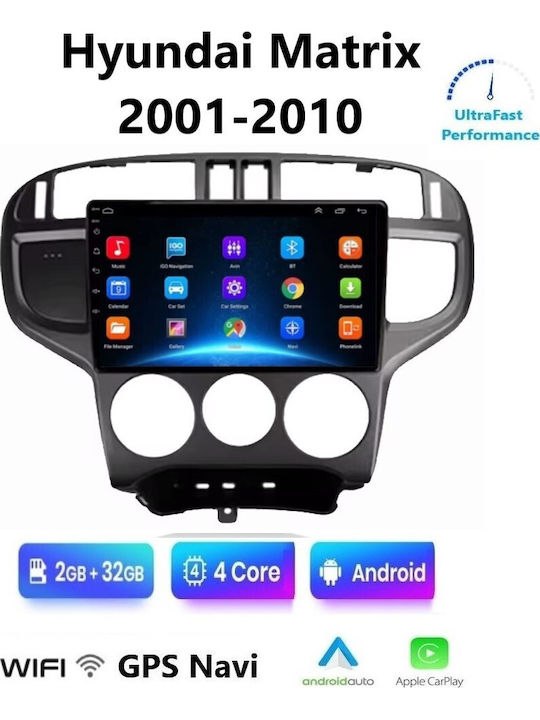 Car Audio System for Hyundai Matrix 2001-2010 (Bluetooth/USB/WiFi/GPS/Apple-Carplay/Android-Auto) with Touch Screen 9"