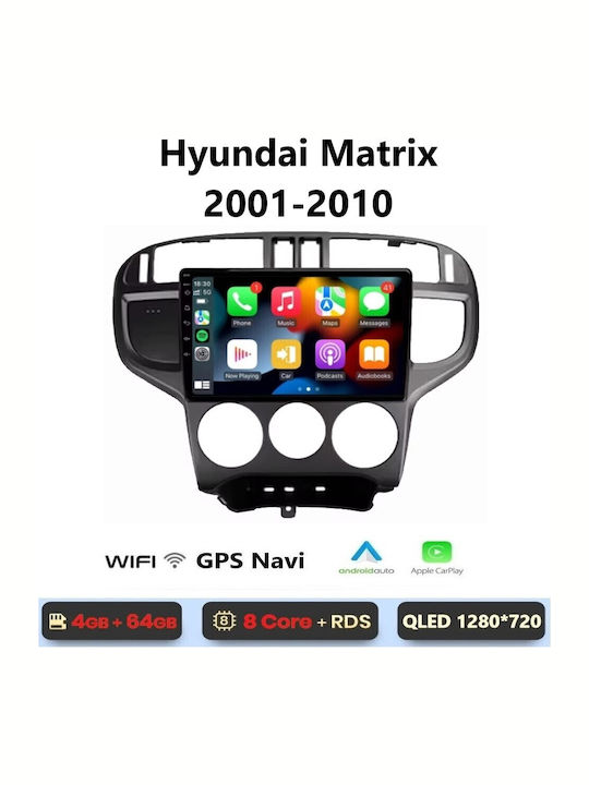 Car Audio System for Hyundai Matrix 2001-2010 (Bluetooth/USB/WiFi/GPS/Apple-Carplay/Android-Auto) with Touch Screen 9"
