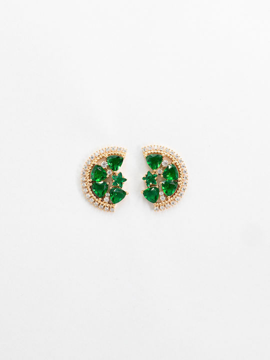 Chrysothemiss Damen Vergoldete Grüne Runde Ohrringe Emerald Cascade Zirkon