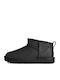 Classic Ultra Mini Leder Stiefeletten Damen Schwarz