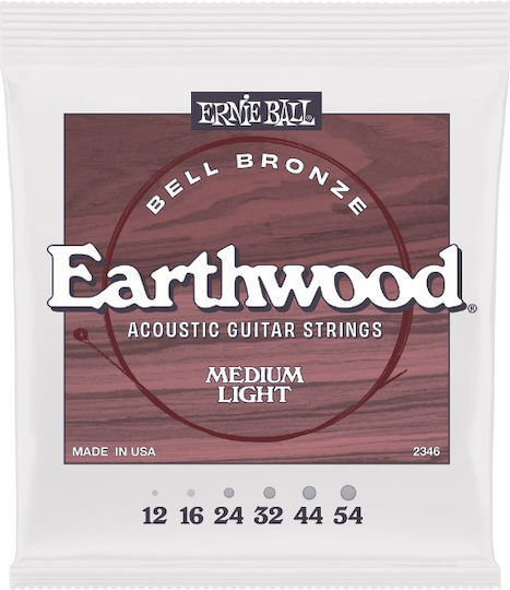Ernie Ball Earthwood Set of Bronze Acoustic Guitar Strings 12 - 54