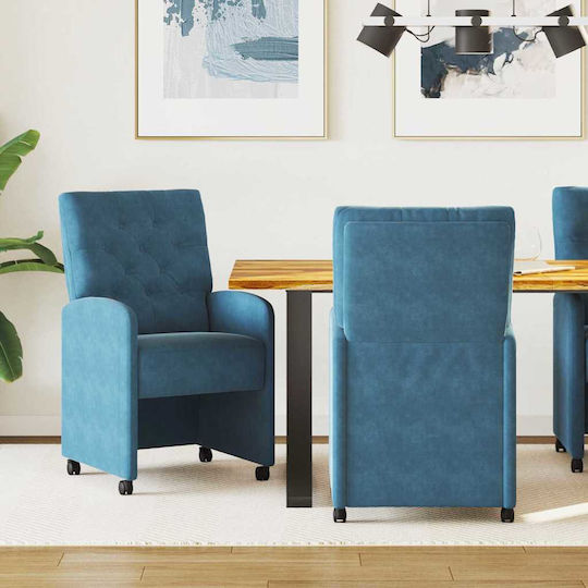 Dining Room Velvet Armchair Blue 58x67x97cm 2pcs