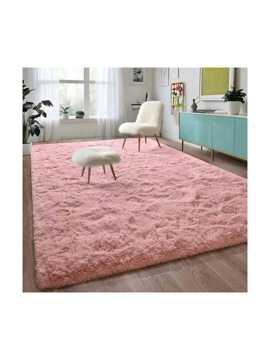 Homeone Anti-slip Rug Rectangular Shaggy Furry Somon