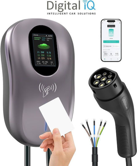 Digital IQ Wall Mounted Three-Phase 7kW Charging Station with Built-in Cable Type 2 (DIQ EV WCH 93207)