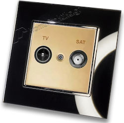TV Satellite Aerial Socket Gold Matte Frame Bla...