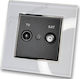 TV Satellite Aerial Socket Black Matte White Gl...