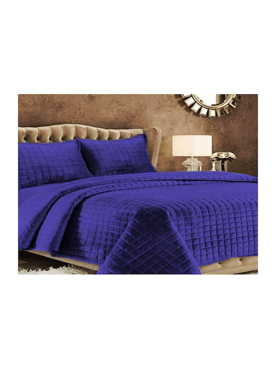 Square Coverlet Set for Double Bed made of Polyester Purple 220x240cm