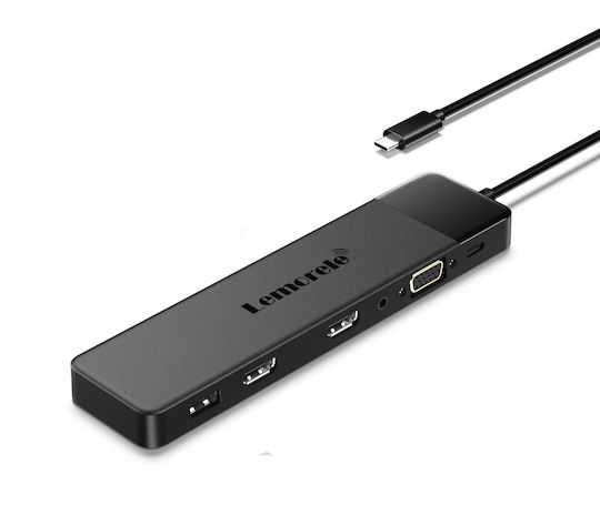 Lemorele USB-C Docking Station mit HDMI 4K PD und Verbindung 2 Monitore Schwarz