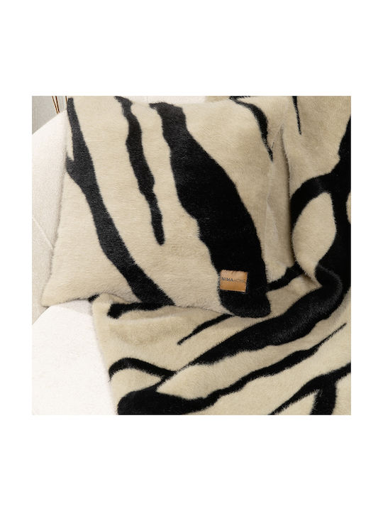 Nima Διακοσμητική Μαξιλαροθήκη Sebra από Γούνα Beige 45x45εκ.