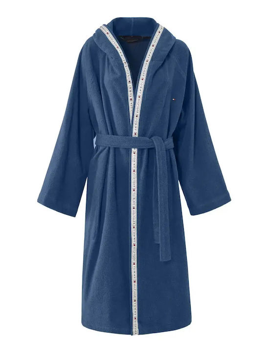 Tommy Hilfiger Timeless Μπουρνούζι με Κουκούλα Μπλε (electric) 360gr/m²
