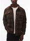 Дълъг Ръкав Фланелен Overshirt Стандартна Кройка Каре Кафяв