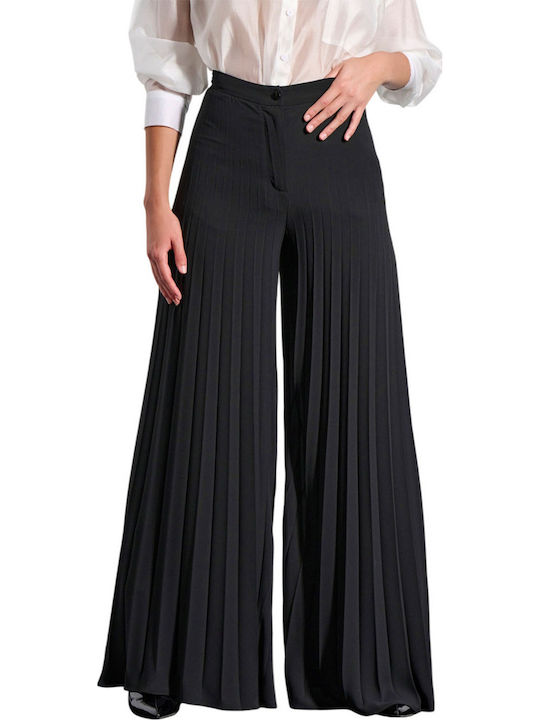 Damen Hoch tailliert Stoff Hose Black