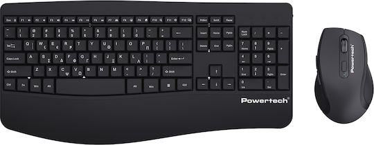Powertech PT-1490 Безжично Комплект клавиатура и мишка Гръцка Черен