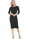 Black Casual Midi Cotton Maternity Nursing Dress Queen Mother Autumn Winter 2024 Slim Fit