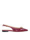 Leather Pointy Slingback Ballerinas Red