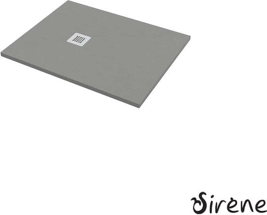 Sirene Slate Ντουζιέρα Τεχνητής Πέτρας 100x80cm Γκρι