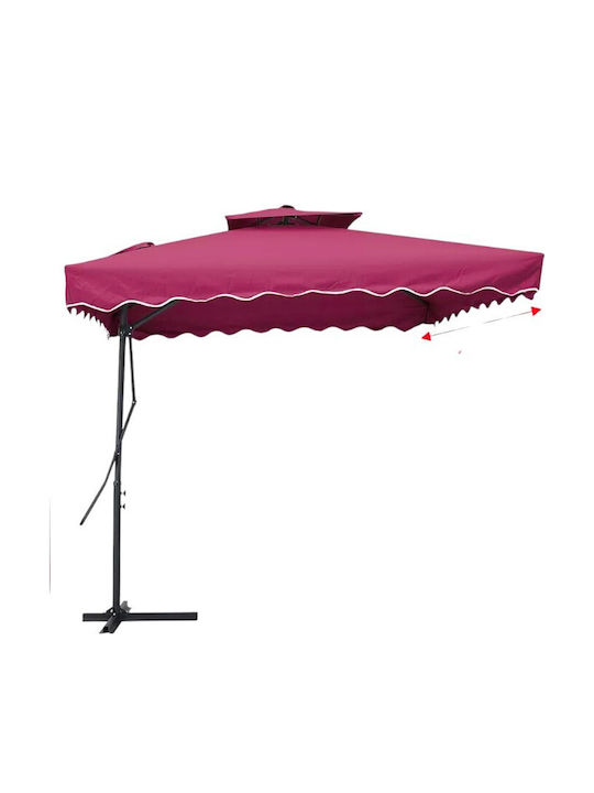 Umbrelă Pătrată Din aluminiu Fuchsia cu Bază de...