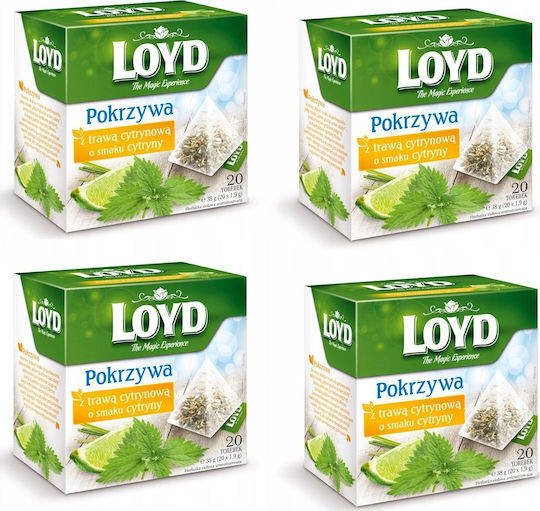 Loyd Loyd Ceai de Urzică cu Lemongrass Aromă de Lămâie 80 Pliculețe Piramidale