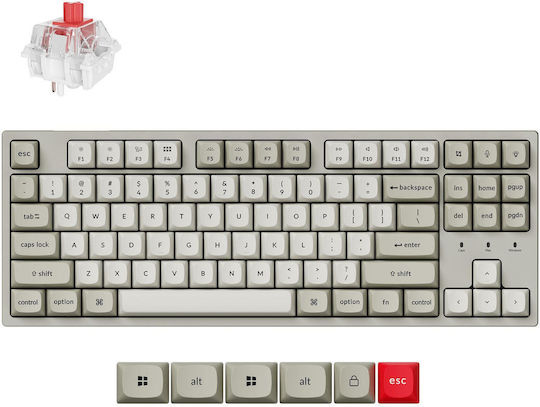 C1 Pro 8K Tastatură de Gaming Mecanică cu Comutatoare Keychron Super Red și Iluminare RGB C1PX-M1 (Engleză SUA) Alb
