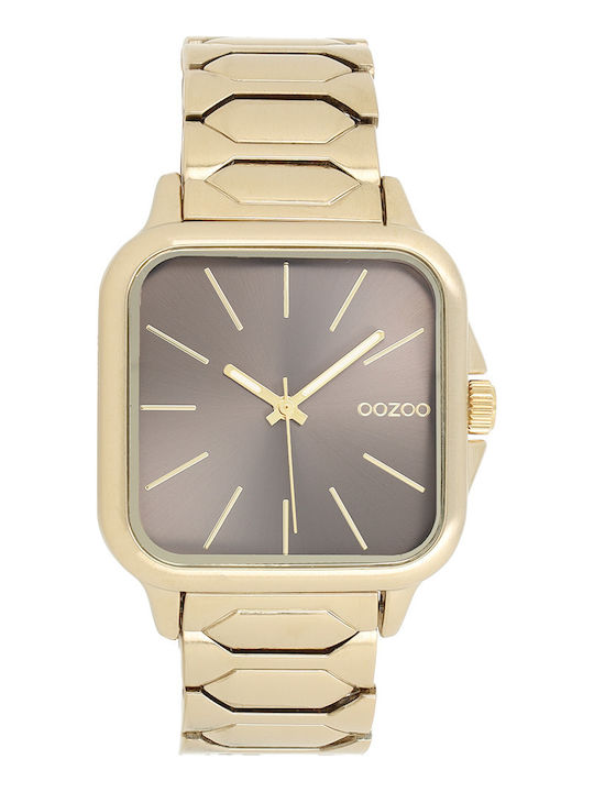 Oozoo Timepieces Ανδρικό Ρολόι Μπαταρίας με Καφέ Μεταλλικό Μπρασελέ
