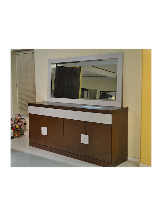 Μπουφές Welle mit Spiegel Walnut Grey 200x50x90cm