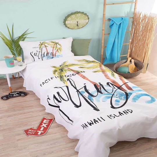 Rythmos Hawaii Set Kids Duvet Cover Single with Pillowcase Cotton Blue 155x230cm