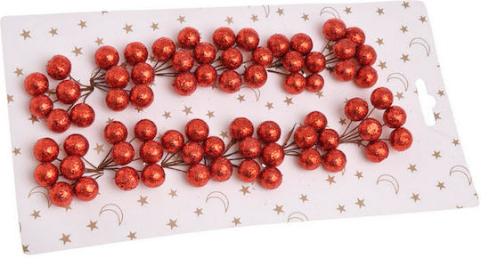 Twig Decorative Glitter Berries Red 7cm 12 Pieces