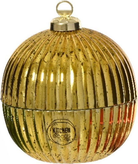 Christmas Glass Storage Box Candlestick Ball Shape Gold 12.8x15.3cm 306.001.0799.04