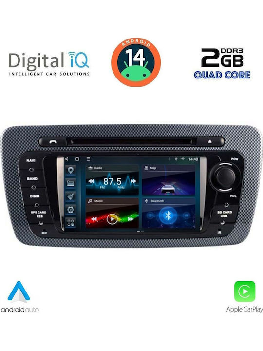 Digital IQ Sistem Audio Auto pentru Seat Ibiza 2008-2015 (Bluetooth/USB/AUX/WiFi/GPS/Apple-Carplay/Android-Auto) cu Ecran Tactil 7"