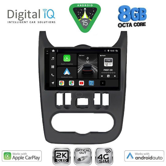 Digital IQ Ηχοσύστημα Αυτοκινήτου για Renault Logan Dacia Duster / Logan / Sandero 2006-2012 (Bluetooth/USB/AUX/WiFi/GPS/Apple-Carplay/Android-Auto) με Οθόνη Αφής 9"