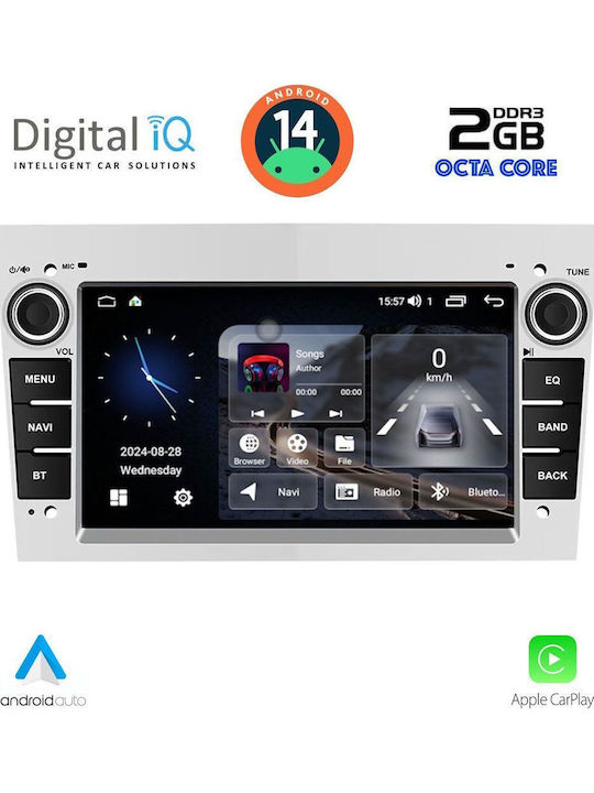 Digital IQ Car Audio System for Opel Corsa / Meriva / Tigra / Vectra 2004-2014 (Bluetooth/USB/AUX/WiFi/GPS/Apple-Carplay/Android-Auto) with Touch Screen 7"