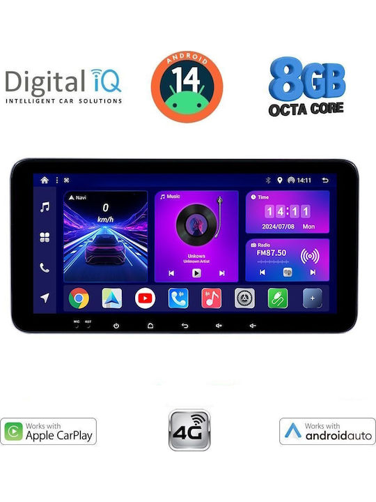 Digital IQ Car Audio System for Peugeot 107 2005-2014 (Bluetooth/USB/AUX/WiFi/GPS/Apple-Carplay/Android-Auto) with Touch Screen 10.33"