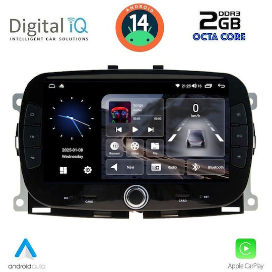 Digital IQ Car Audio System for Fiat 500 2016 (Bluetooth/USB/AUX/WiFi/GPS/Apple-Carplay/Android-Auto) with Touch Screen 7"