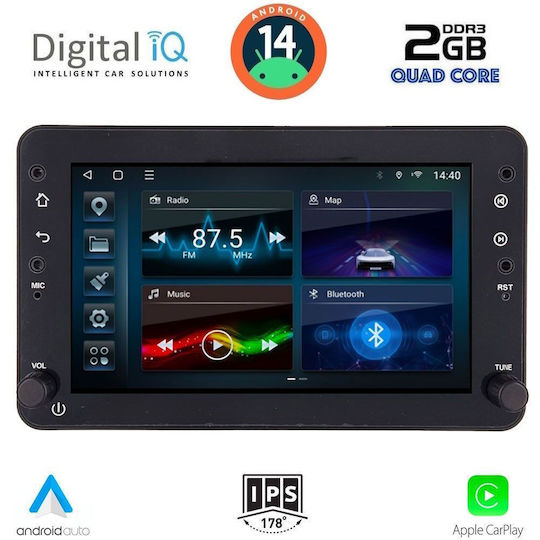 Digital IQ Car Audio System for Alfa Romeo Spider / Brera 2004-2012 (Bluetooth/USB/AUX/WiFi/GPS/Apple-Carplay/Android-Auto) with Touch Screen 7"
