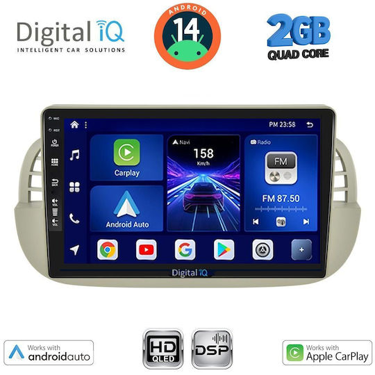 Digital IQ Ηχοσύστημα Αυτοκινήτου για Fiat 500 2007-2015 (Bluetooth/USB/AUX/WiFi/GPS/Apple-Carplay/Android-Auto) με Οθόνη Αφής 9"