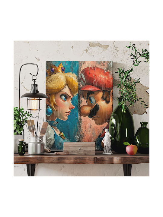 Canvas Painting Princess Peach Vs Super Mario Nintendo Knv2789 45cm X 65cm