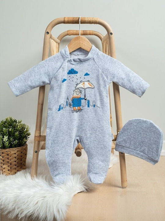 Mon Petit Art Babystrampler Samt Gray