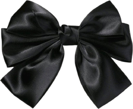 Haarspangen Clip Satin Großer Schleife 13cm Glänzendes Schwarz